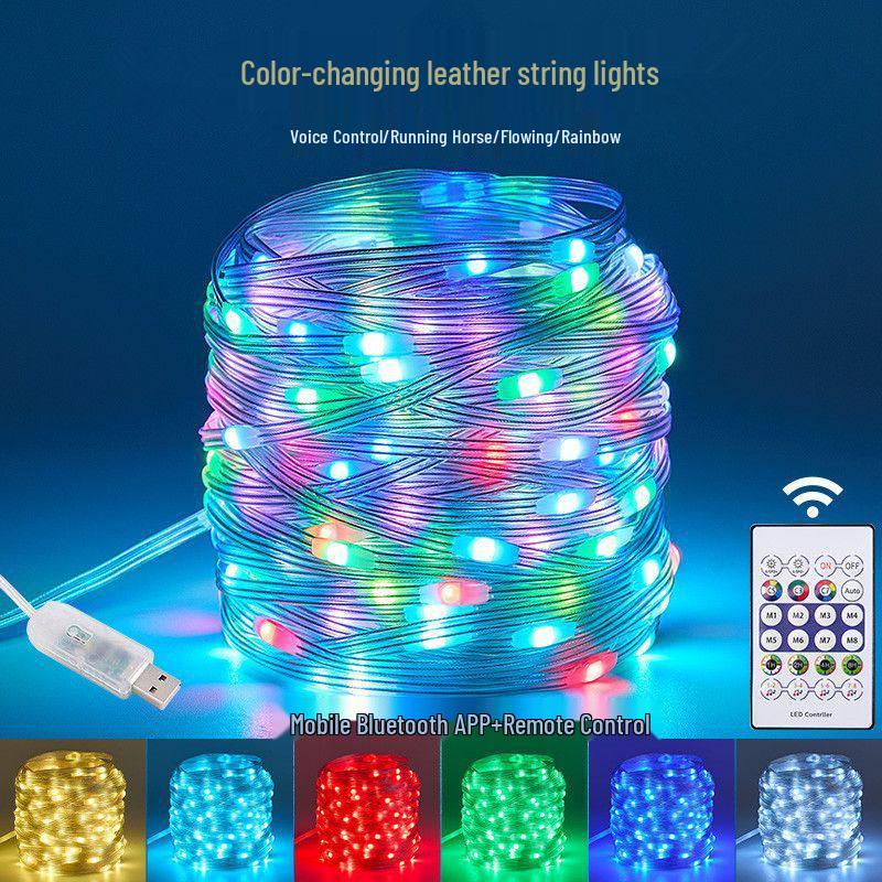 

Мечтательные водонепроницаемые медные гирлянды с круглыми бусинами, меняющие цвет в зависимости от звука, для рождественских елок. 5m Waterproof with Remote