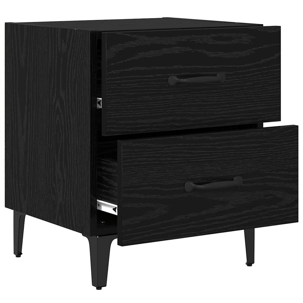 Nightstand Black Oak Effect 40 x 35 x 47.5 cm