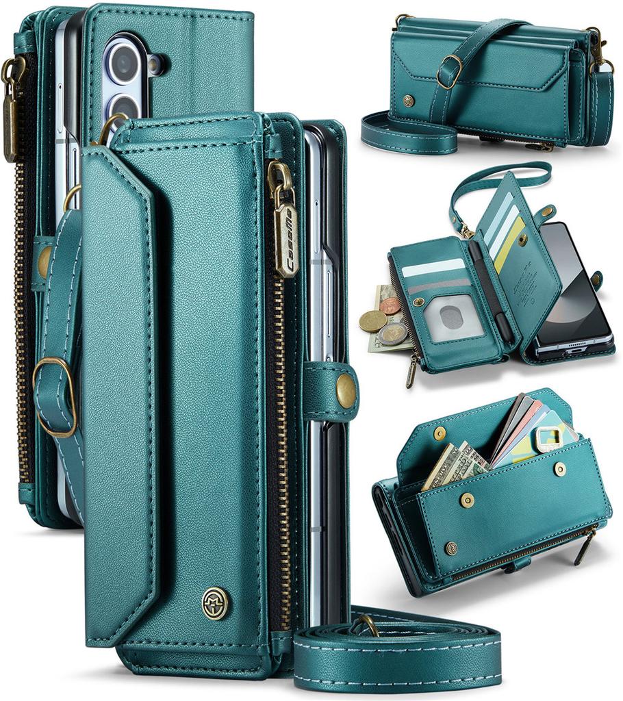 Lanyard Wallet  Leather Card Case For Samsung Galaxy Z Fold 7 Fold 6 fold 5 4 3 Women Crossbody Shockproof Cover