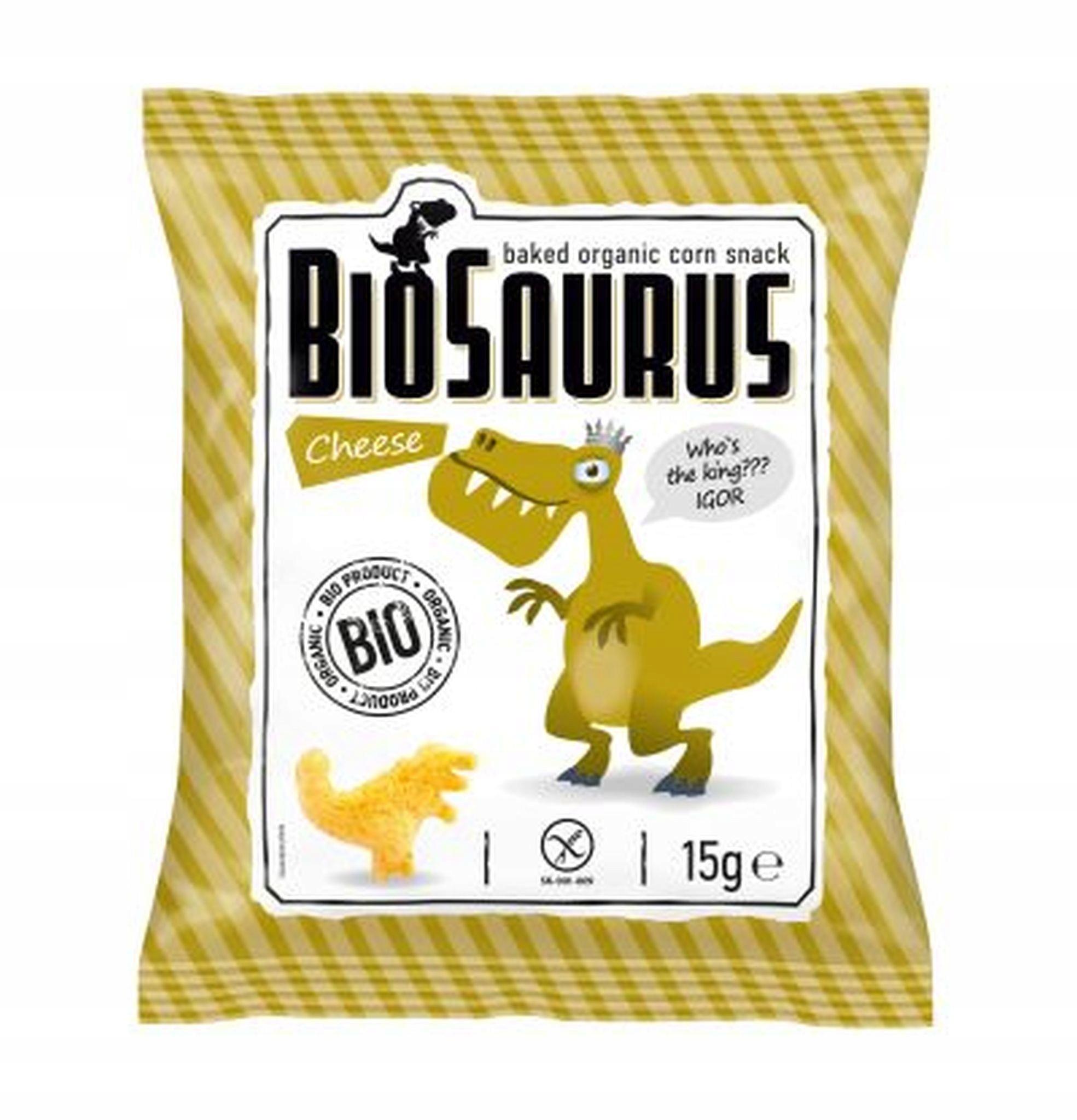 Patatine di Mais Dinosaure al Gusto Formaggio, Senza Glutine, Biologiche, 15 g