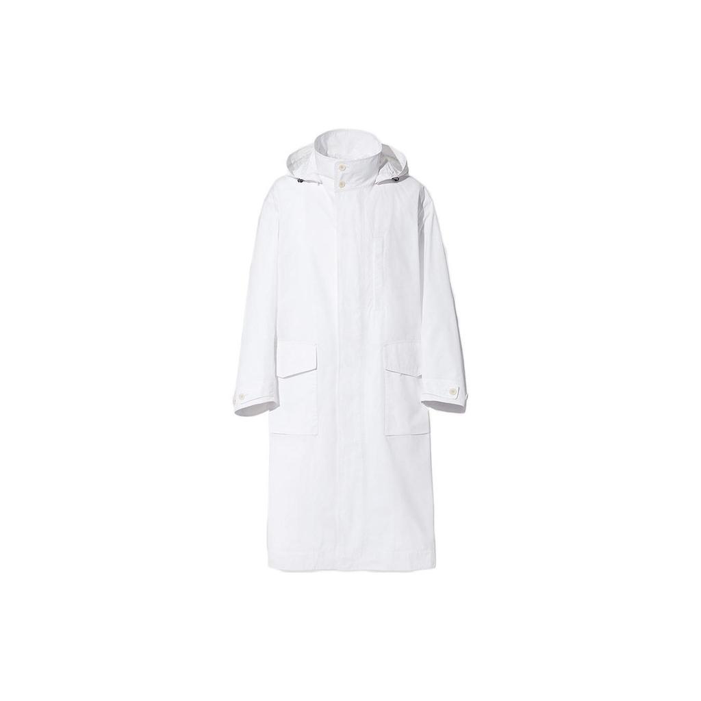 UNIQLO Jil Sander Collaboration Solid Color Single-Breasted Loose Long Hooded Coat Men coats White 440367-00