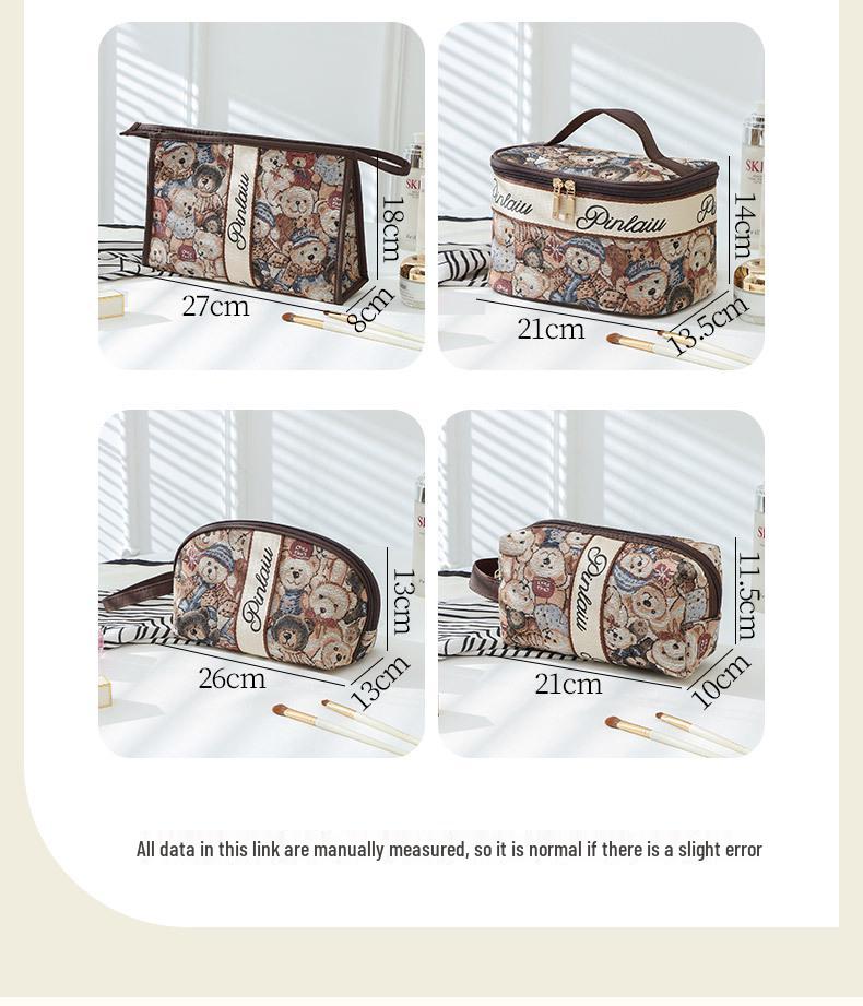 Cute Bear Portable Makeup Bag - Travel Toiletry & Cosmetics Organizer