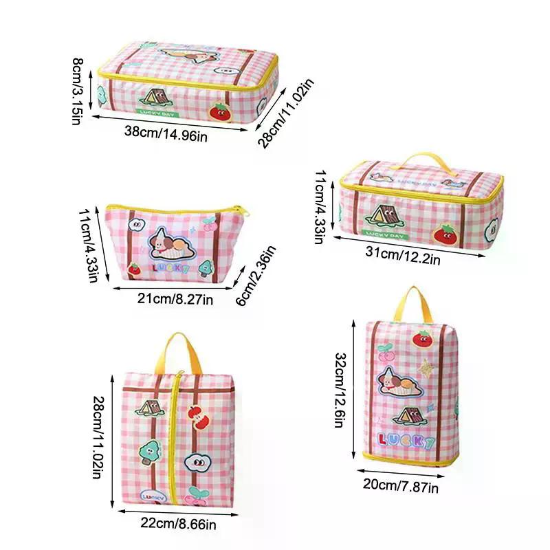Cute Zippered Travel Storage Bag Large Capacity Waterproof For Clothes, Underwear, Suitcases Clothing Classification Storage Bag