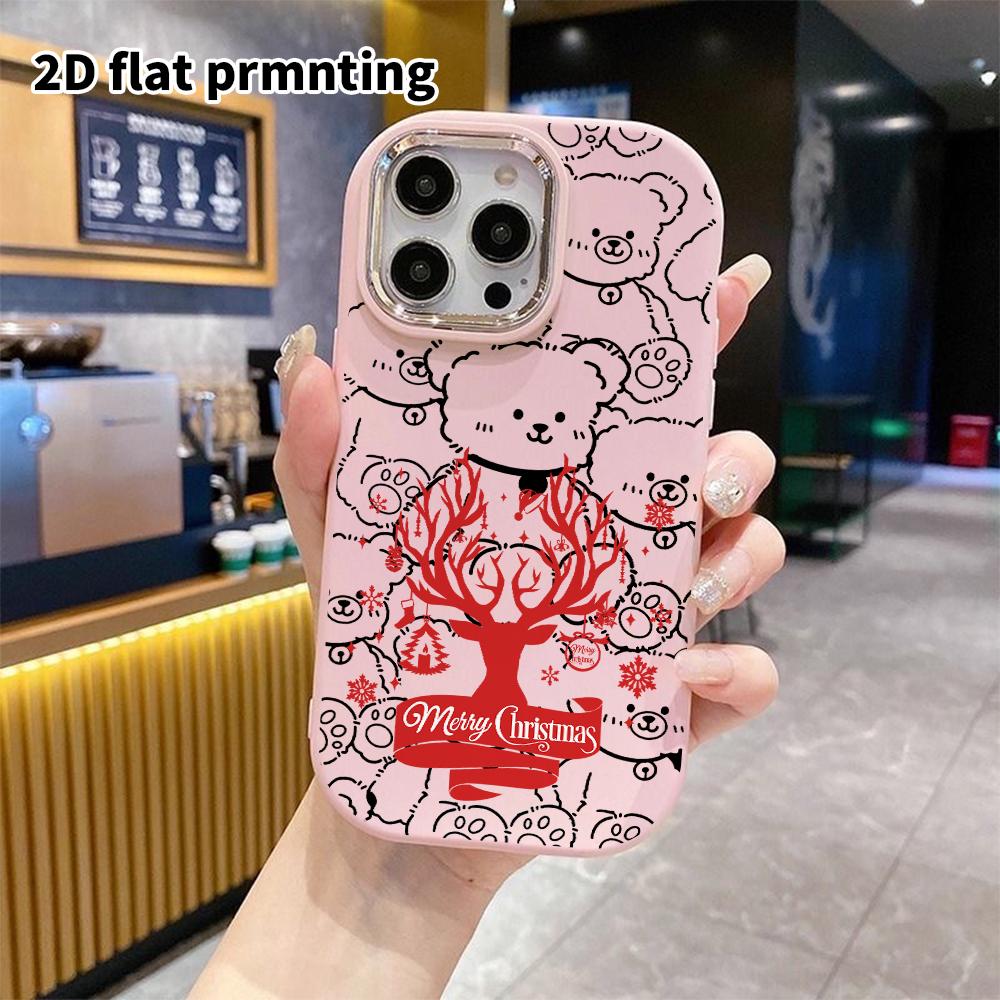 Phone Case: 2D Flat Design Suitable for iPhone 18 17 16 15 14 13 Pro Cases, Couple Style, Red-tone Christmas, Christmas and Halloween Gifts