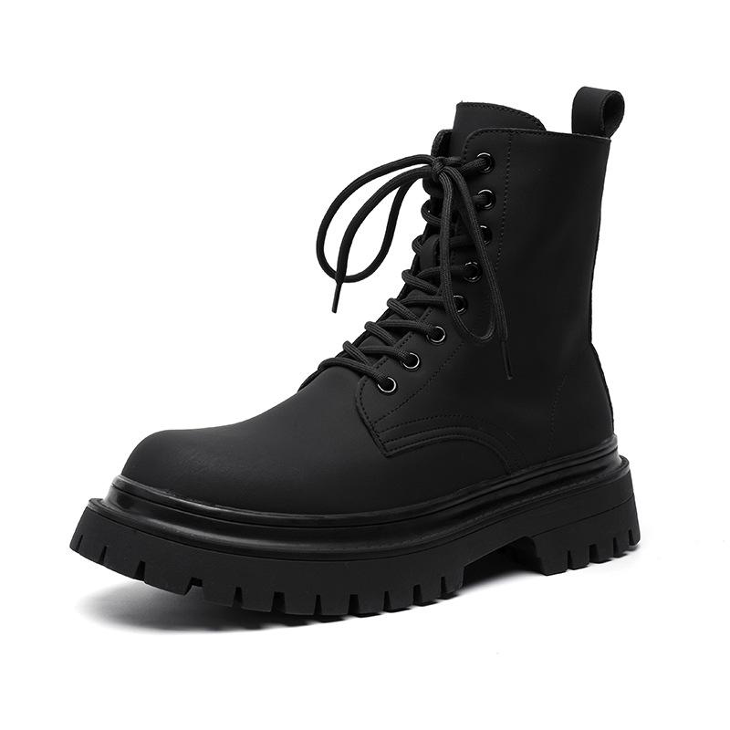 

Martin boots men s 2025 new thick-soled short boots British style heightening high-top business leather boots tooling boots 2868-R 38 чёрный