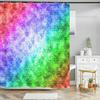 Colorful Rainbow Stripes Printed Shower Curtain Sparkling Diamond Bathroom Curtain With Hook Waterproof Polyester Bath Screen