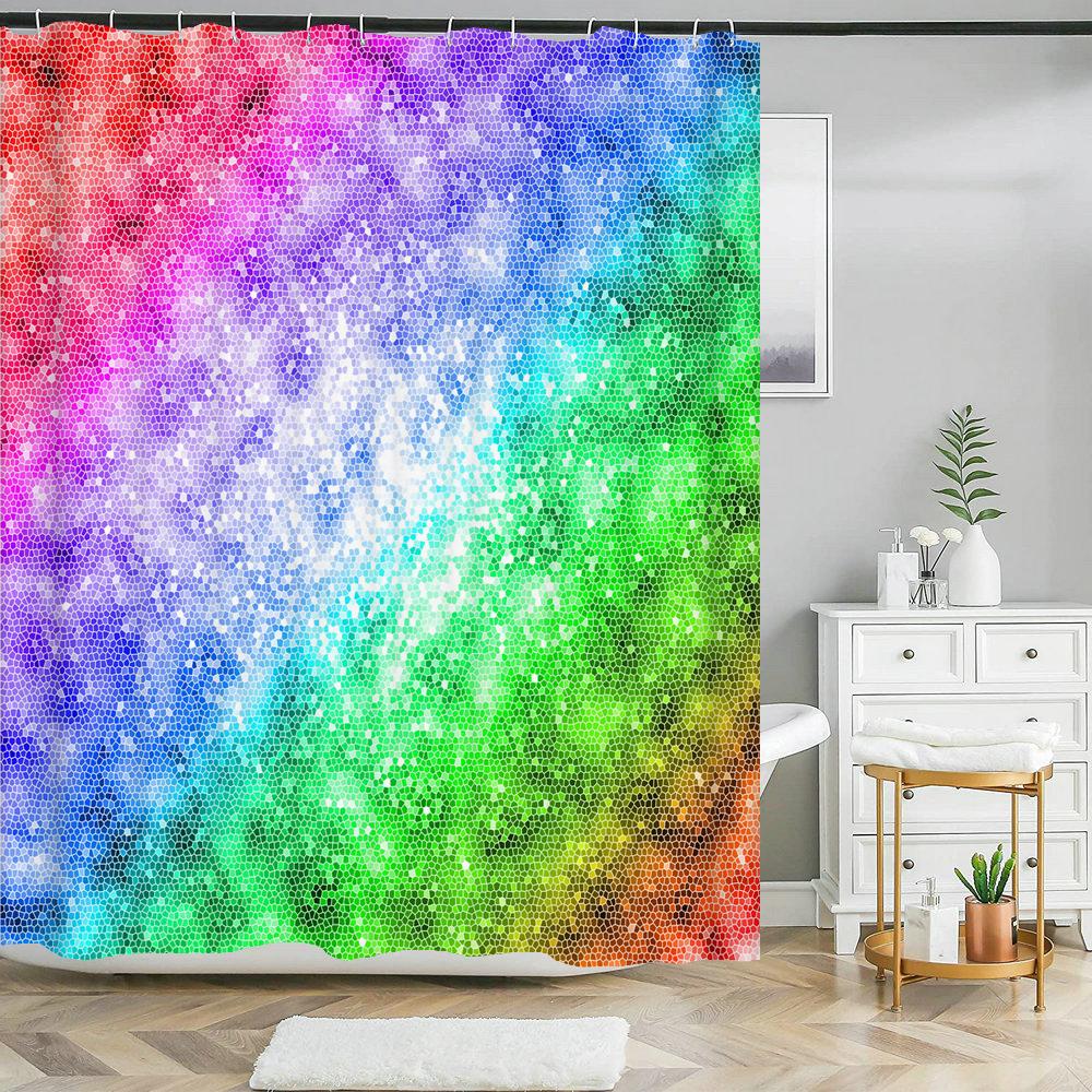 Colorful Rainbow Stripes Printed Shower Curtain Sparkling Diamond Bathroom Curtain With Hook Waterproof Polyester Bath Screen