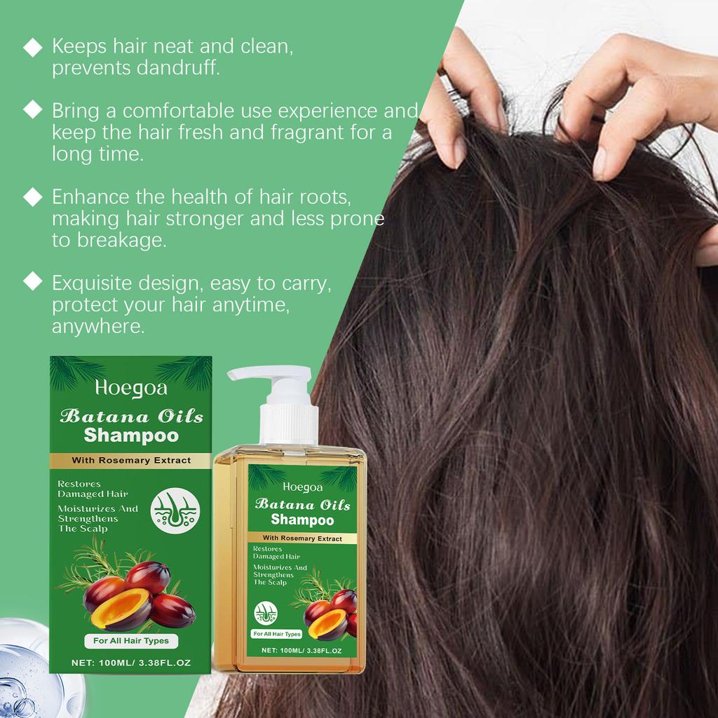 Batana Hair Repair Shampoo with Rosemary Extract, Gentle Smoothing Formula for Dry Damaged Hair, Oil Control Volumizing