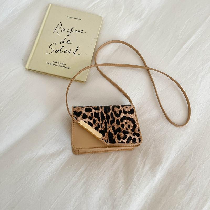 Korean Style Leopard Print Underarm Crossbody Small Square Bag