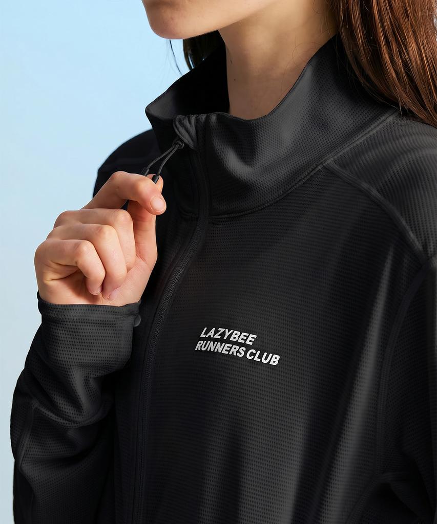 Leijibi Tech Flow Hydro Stand Neck Loose Fit Zip-Up Rash Guard M Black