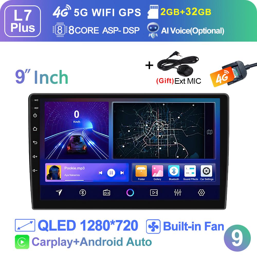 

Беспроводной Carplay 2din Android 14 автомобильный радиоприемник мультимедиа видеоплеер универсальный 7/9/10 дюймов Авторадио GPS навигация 4G WiFi