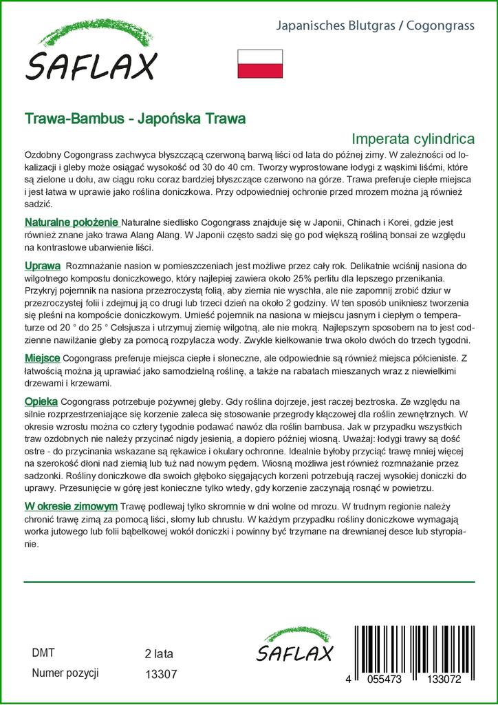 SAFLAX Garden in the Bag - Cogongrass - 50 semen - Se substrátem v padnoucím sáčku - Imperata cylindrica