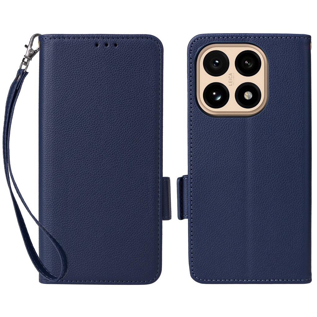 For Xiaomi 15T Case Litchi Texture Wallet Leather Phone Cover with Wrist Strap