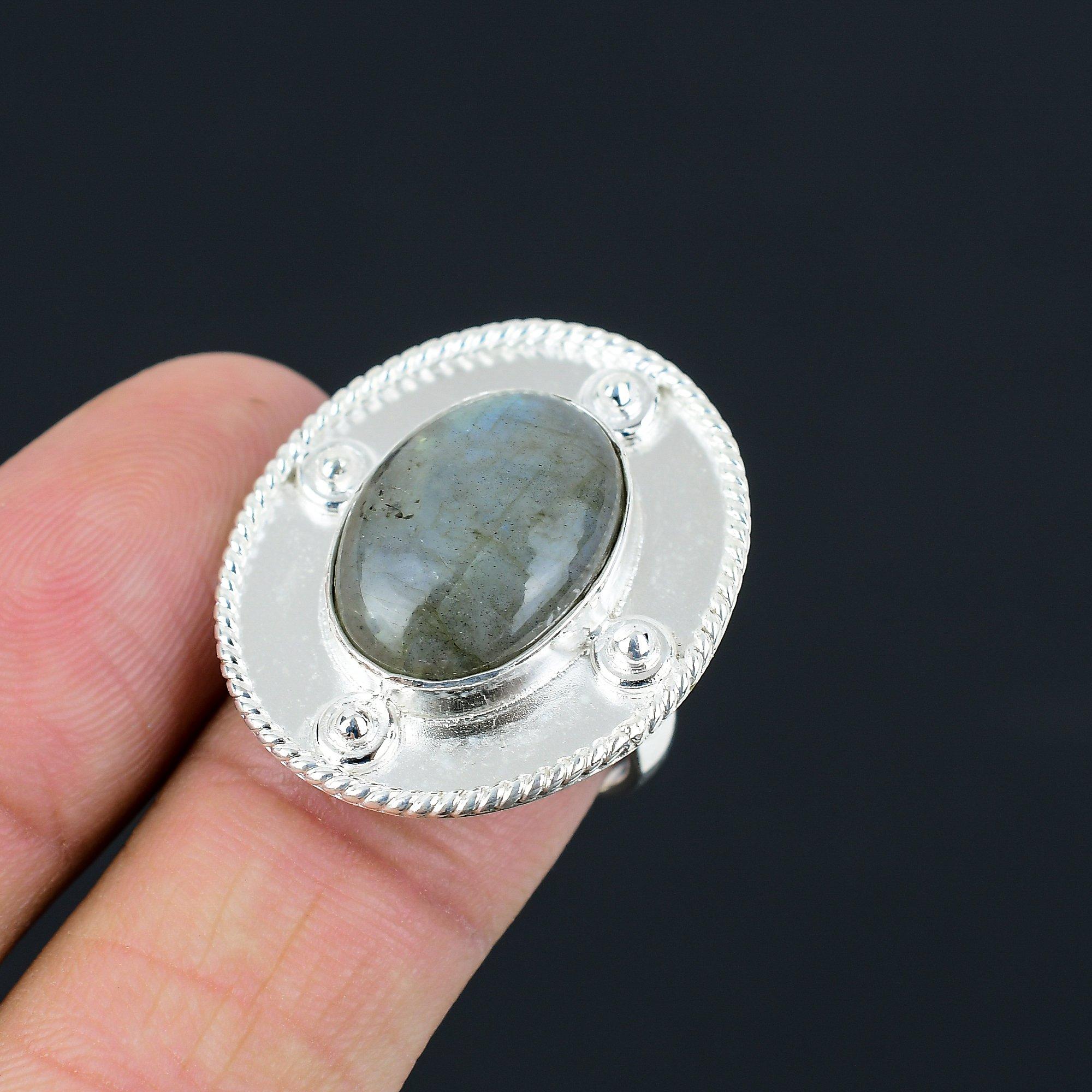 Daughters Day Sale Labradorite Stone 925 Silver Sister New Solitaire Ring Size 8 8