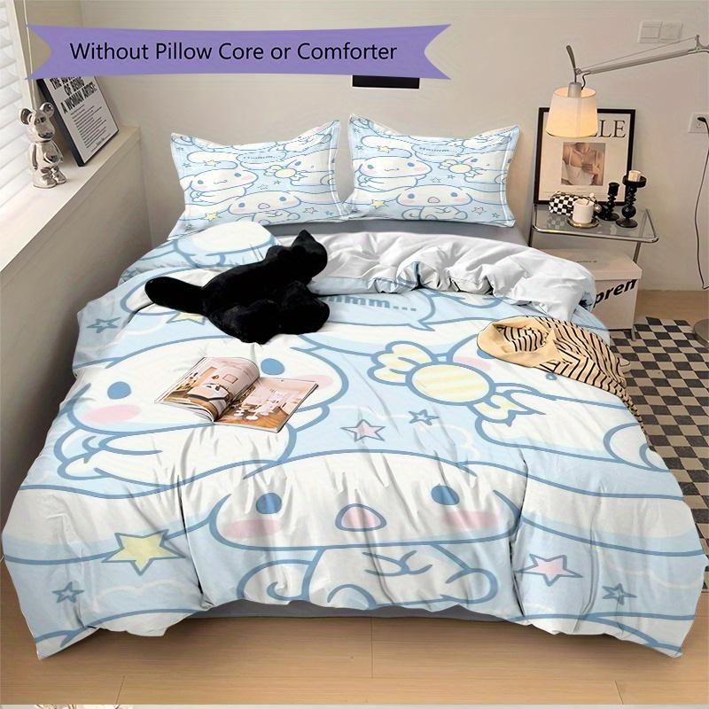 3pcs Blue Cute Cinnamoroll Bedding Set - 1 Soft Quilt Cover + 2 Pillowcases, Machine Washable - Suitable for All Seasons, Perfect Gift for F