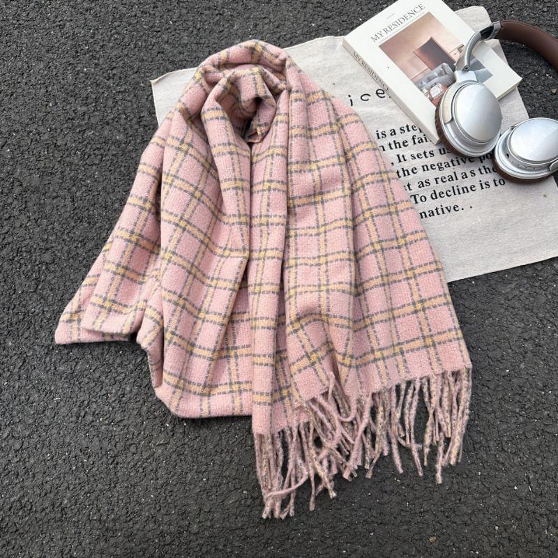 Premium plaid fringed simple scarf women's autumn and winter warm shawl fashion imitation cashmere scarf