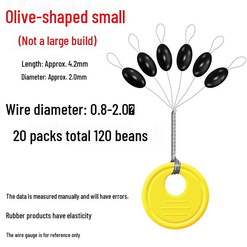 Olive-Shaped Silicone Fishing Beads - 100 Sets of Small Space-Saving Tackle Accessories