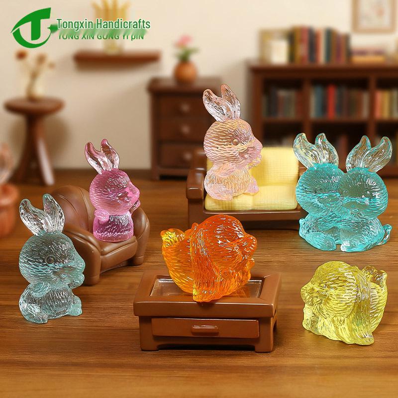 Creative Resin Rabbit Ornament Gem Toy for Children's First Birthday Party Favors