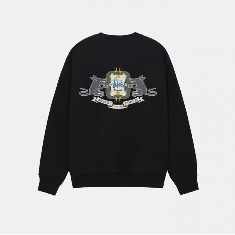 STU26 Otoño Invierno Unisex Oversized Algodón Cuello Redondo Sudadera de Manga Larga Adolescentes Adultos