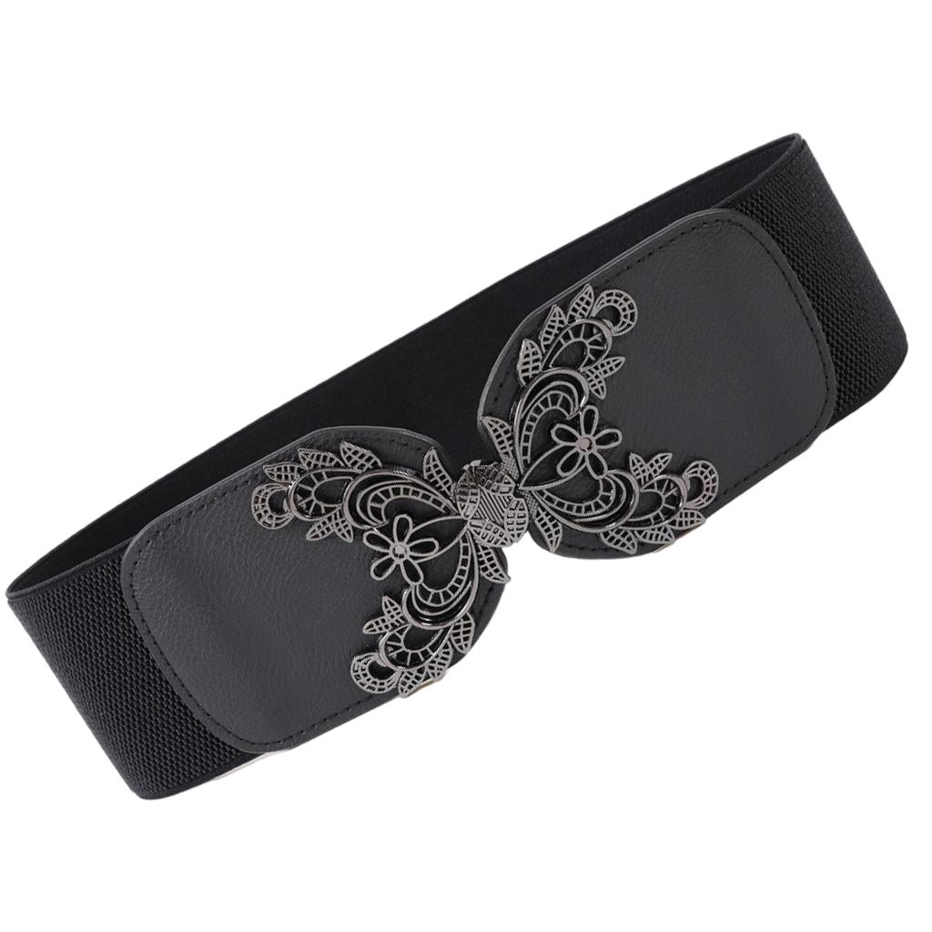 Ladies Waist Belt Fashionable Flower Ornament Waist Decoration PU Leather Sash Elastic Waistband Waist Cincher