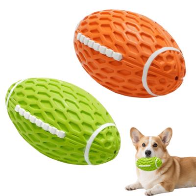 Dog Teething Ball Chew Toy Squeaky Indestructible Puppy Teeth Cleaning Toy Pet Dental Health