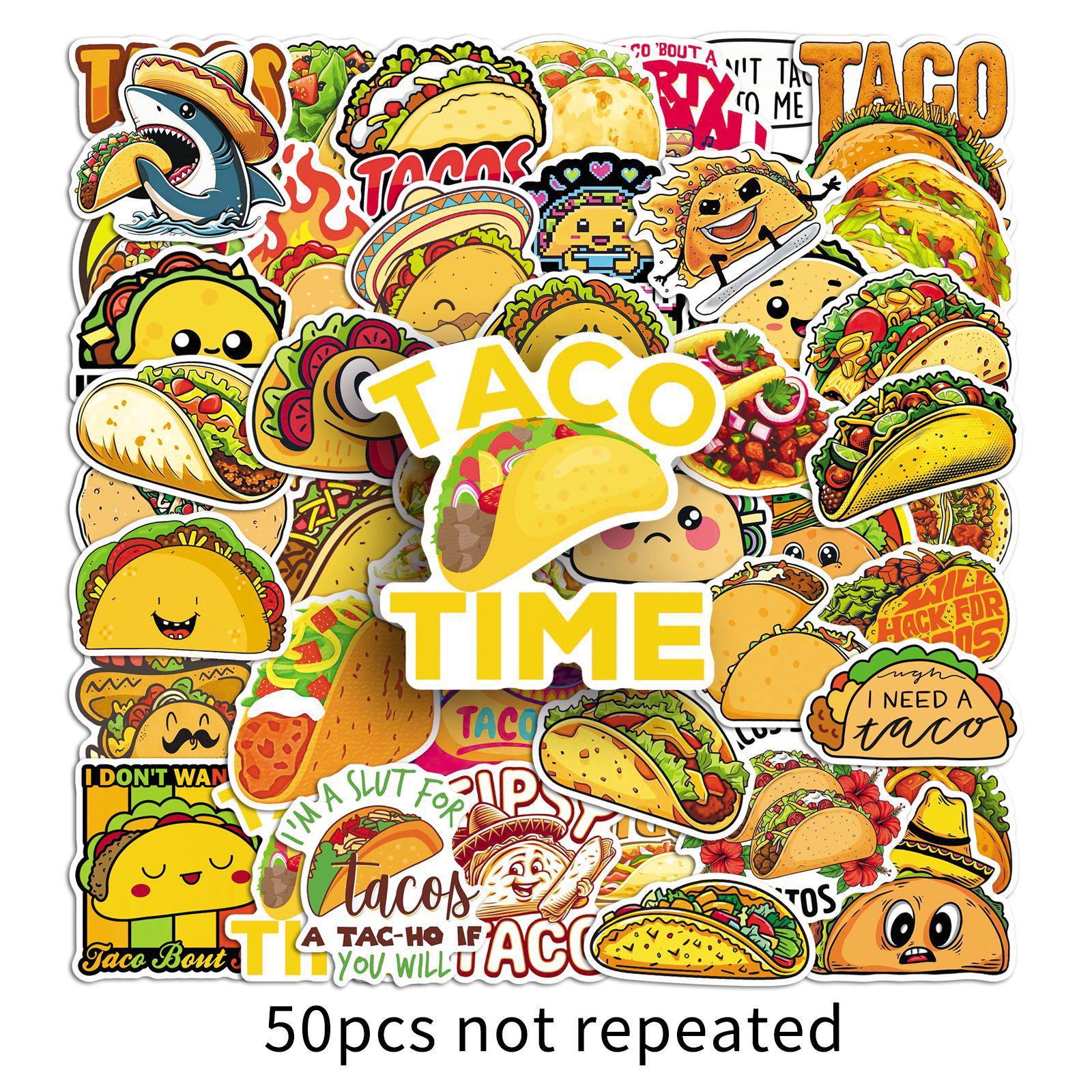 50 Cute Cartoon Taco Stickers for DIY Notebooks & Desktop Decor