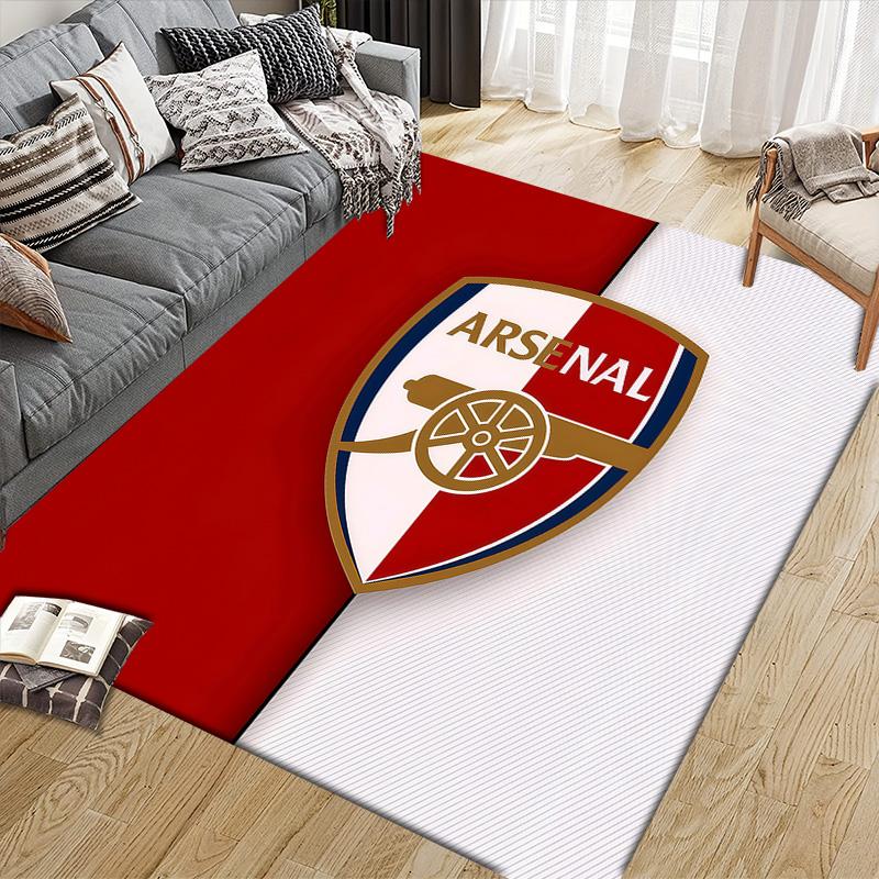 Tappeto Quadrato con Fantasia a Quadri Arsenal F.C., Tappeto da Area, Tappeto per Soggiorno Camera da Letto Divano Sala Giochi Decorazione, Tappetino Antiscivolo