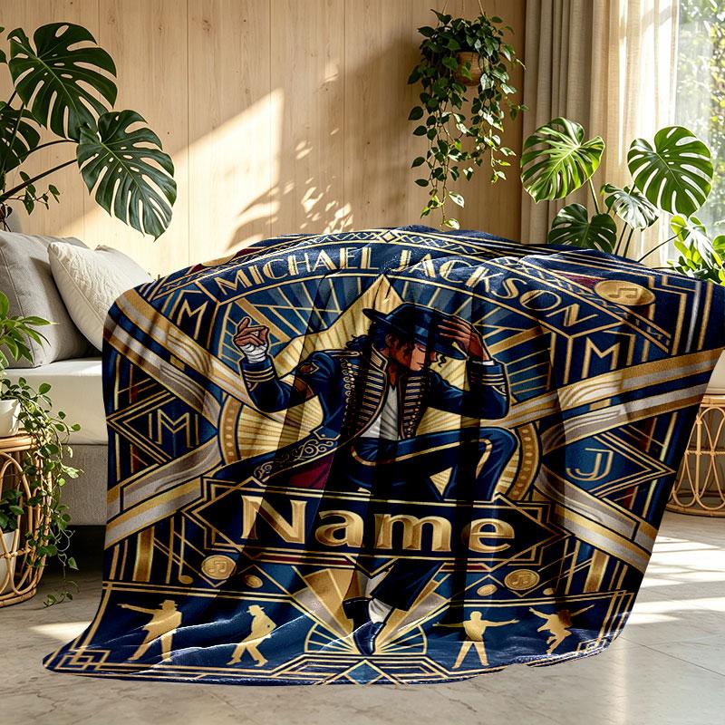Custom Name Personalized Michael Jackson Print Blanket, Home Decor, Bedroom, Sofa, Camping, Couch, Gifts for Birthday Christmas