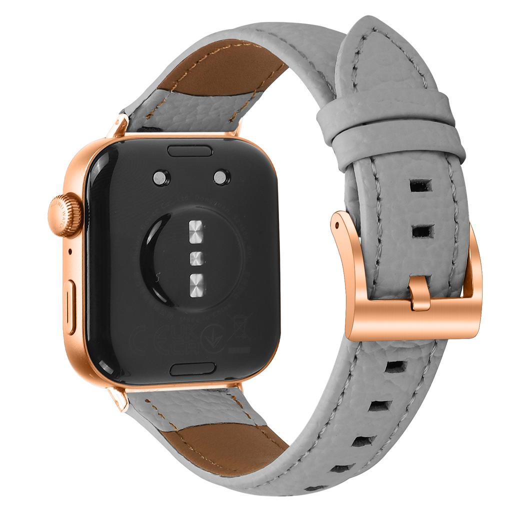 Litchi Textured Genuine Cow Leather Strap with Electroplated Buckle for Huawei Watch Fit 4 Pro/Fit 4/Fit 3 Pointed-End Watch Band