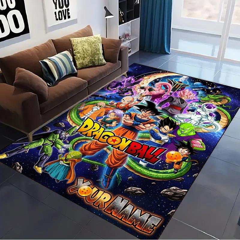 Name Benutzerdefinierter Anime Dragonball Teppich für Wohnzimmer Schlafzimmer Zuhause Sofa Dekoration, Kinder Spiel Nicht-rutschfeste Bodenmatte