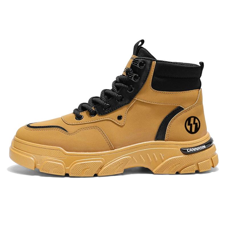 =Ankle Boots Men Men's Safety Shoes Genuine Leather Men's Motorcycle Boots Luxury Shoes High Quality Mens Shoe Casual Sneakers