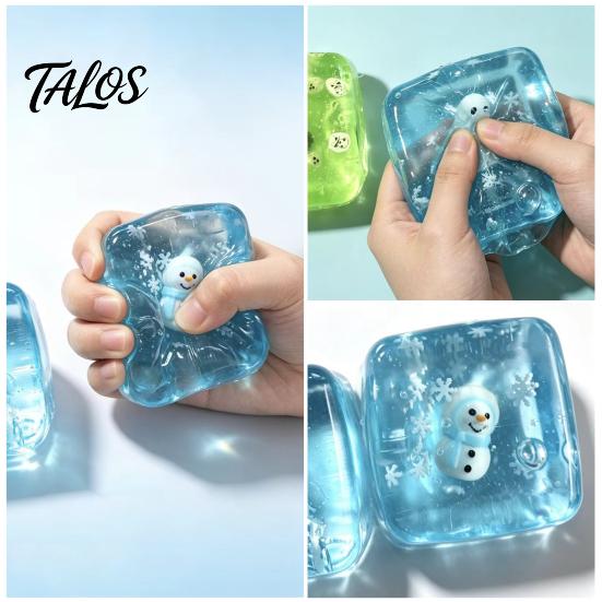 Anxiety Relief Ice Cube Toy Christmas Squeeze Toy, Stress Sensory for Halloween, Soft Clear Pinch
