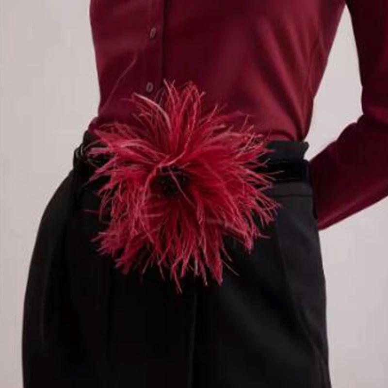 1Pc Feather Headwear Fashion Bridal Hairband Exquisite Ostrich Feathers Brooch Pin DIY Clothing Accessories Ostrich Feather