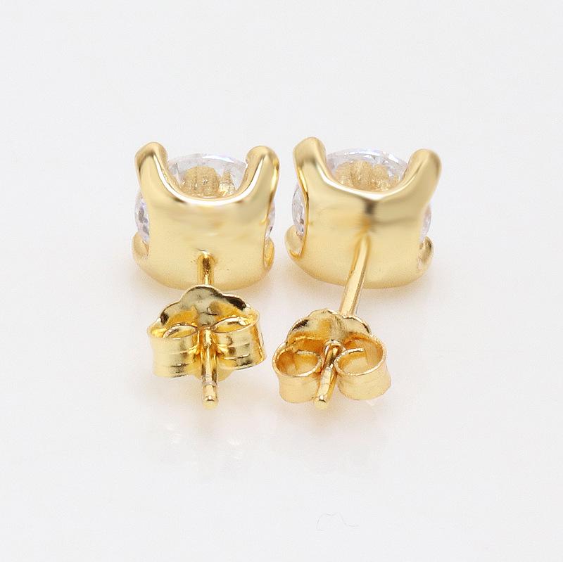 Gold-Plated Lab Grown Diamond Stud Earrings - Elegant Light Luxury Single Diamond for Valentine's Day Gift