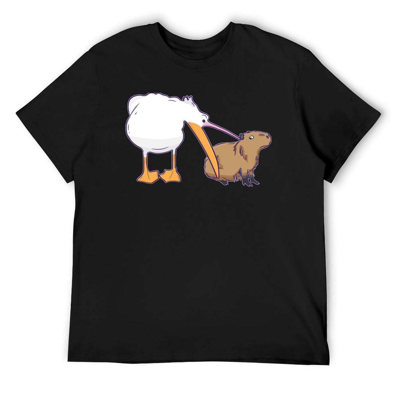 

Pelican Tries to Eat Capybara Funny Cute Meme T-Shirt cute clothes oversized graphic tee luxury clothes men 4XL