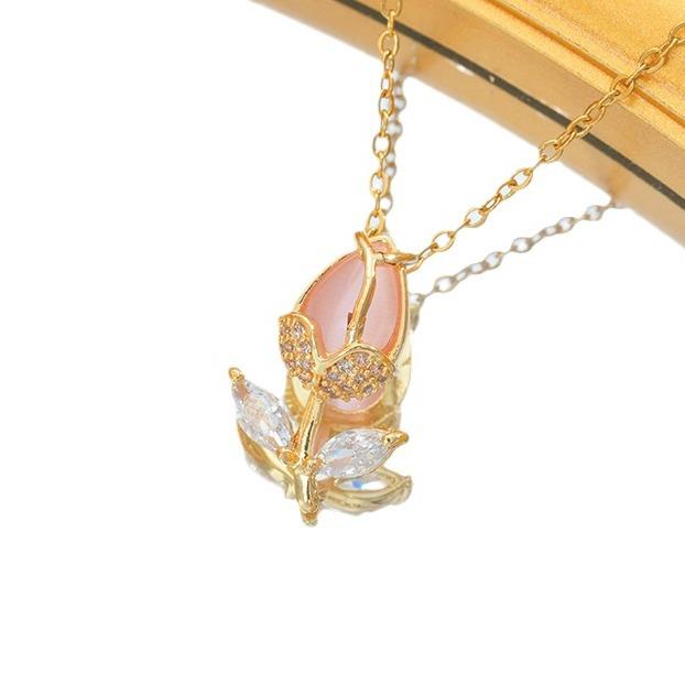 Color Zirconium Tulip Hot Sale Accessories Necklace for Women's Fashion and Versatile New Products