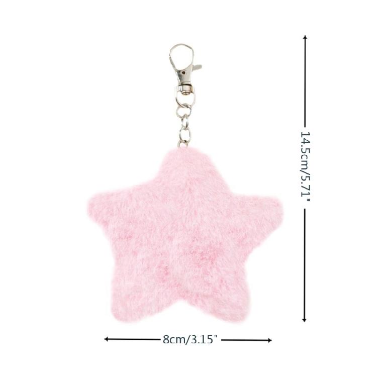 Cute Plush Five-pointed Star Charm Keychains Ornament Pendant Car Keyring