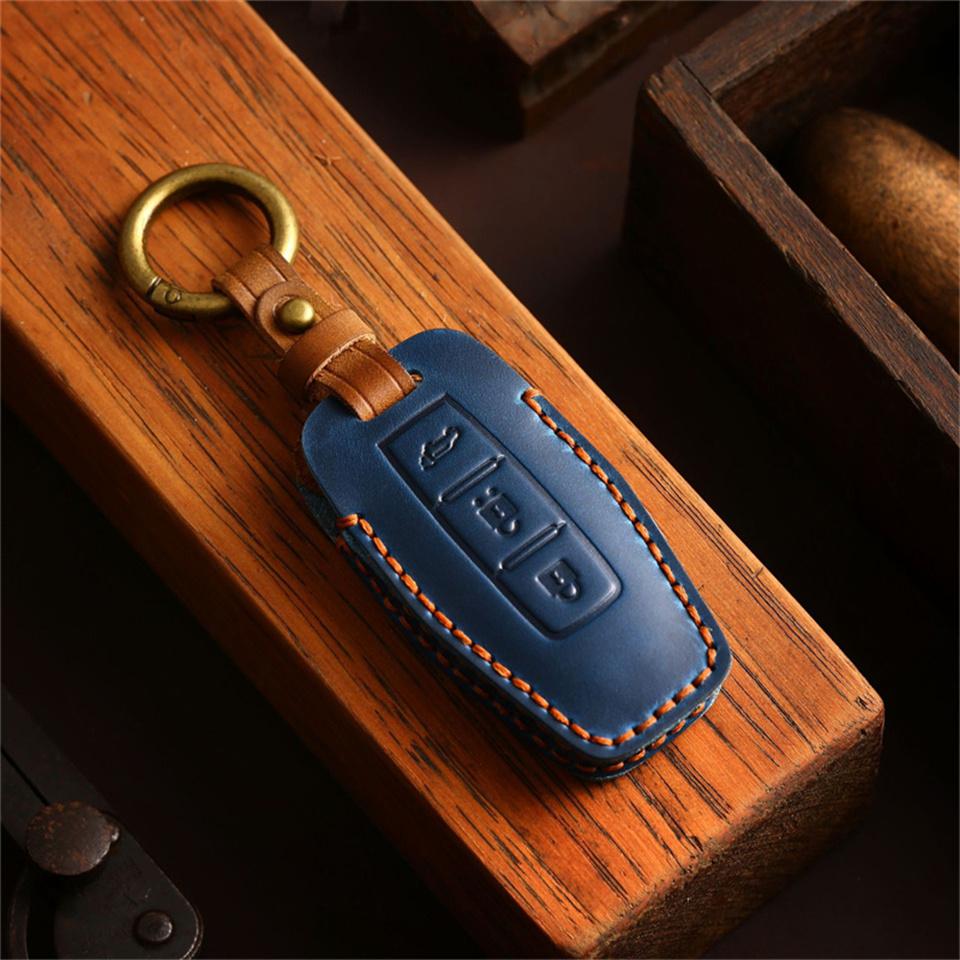 2/3/4 Bottons Leather Car Smart Key Remote Case Fob Shell Keychian For Mitsubishi Outlander Car Key Cover Accessories