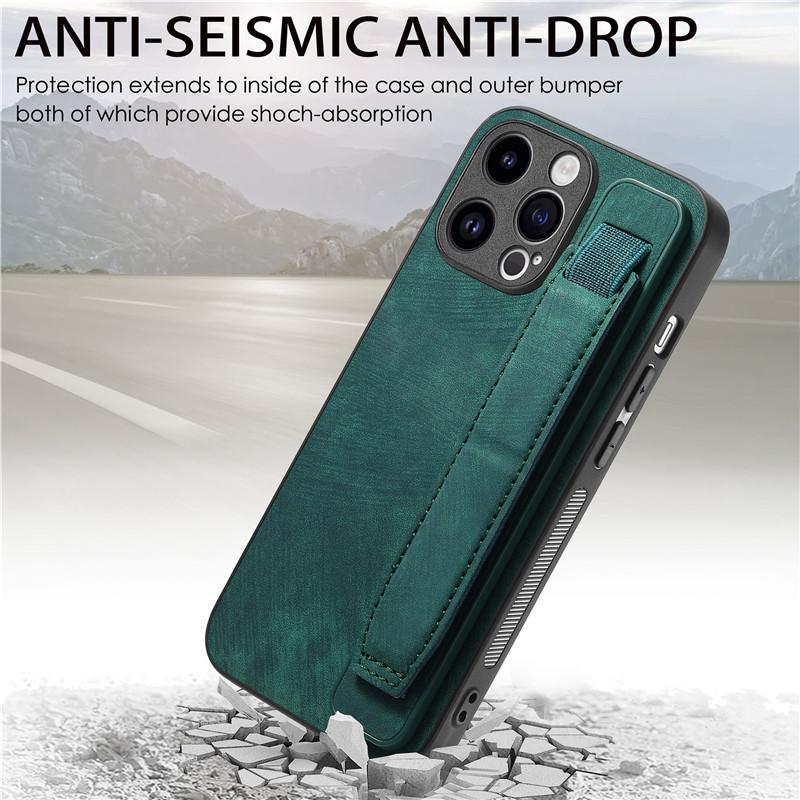 Wrist Strap Leather Phone Case for iPhone 15 Pro Max 14 Plus 13 12 for Samsung Galaxy S24 Ultra S23 S22 S21 FE A35 A25 A15 A05 A54 A24 A14 A53 Cover
