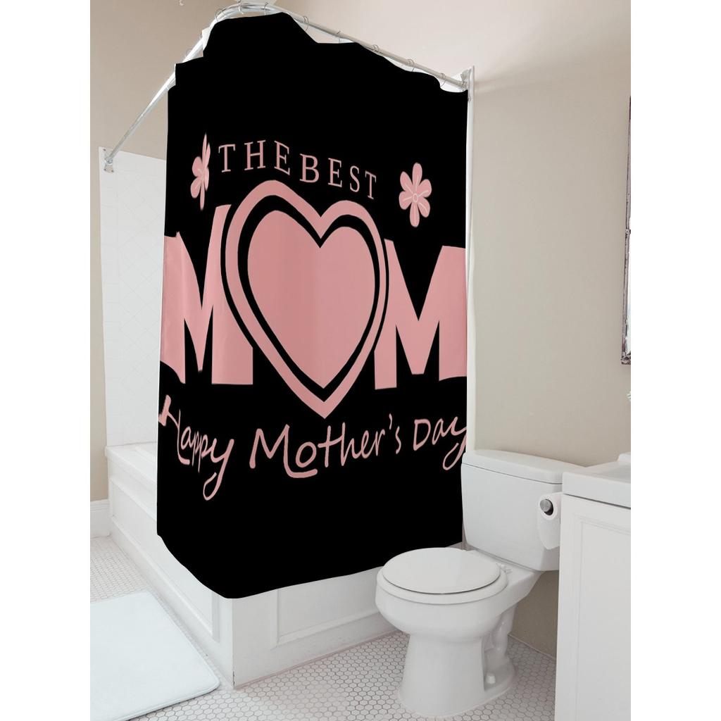 The Best Mom Heart Print Shower Curtain For Mother'S Day