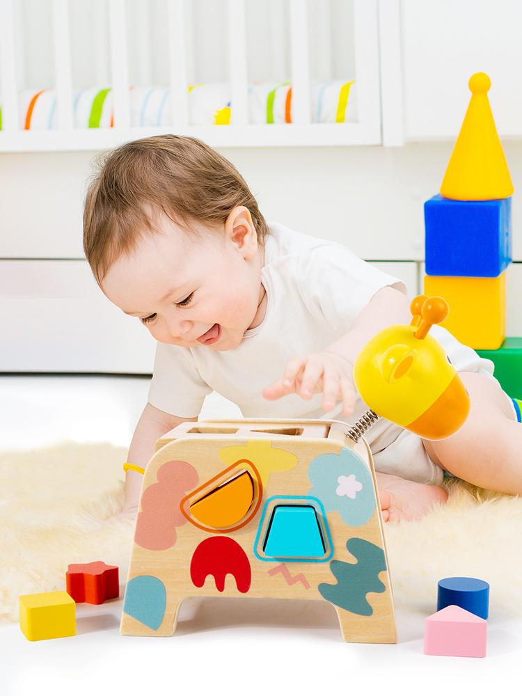 Wooden Giraffe-Shaped Sorting Toy - Early Childhood Cognitive And Fine Motor Skills Development Hand-Eye Coordination Education