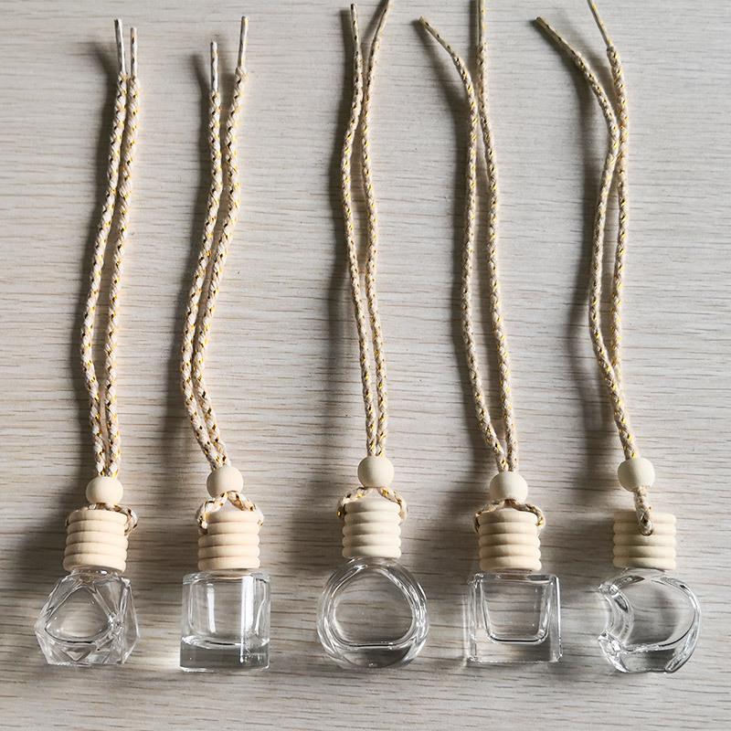 Car Rearview Mirror Aromatherapy Pendant - 8ml Glass Perfume Bottle for Interior Decoration