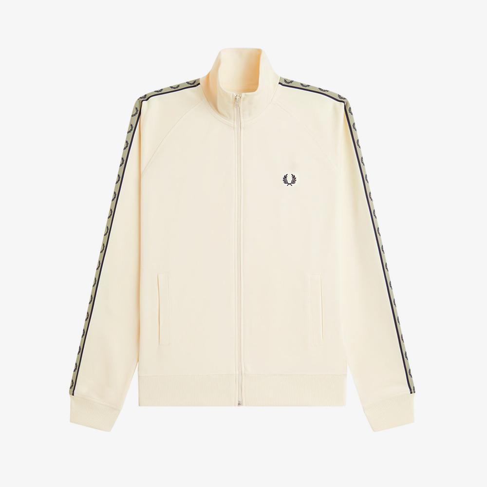 Fred Perry [Sport] Contrast Tape Track Jacket - Ecru/Navy/Seagrass Afpm2615557-34B