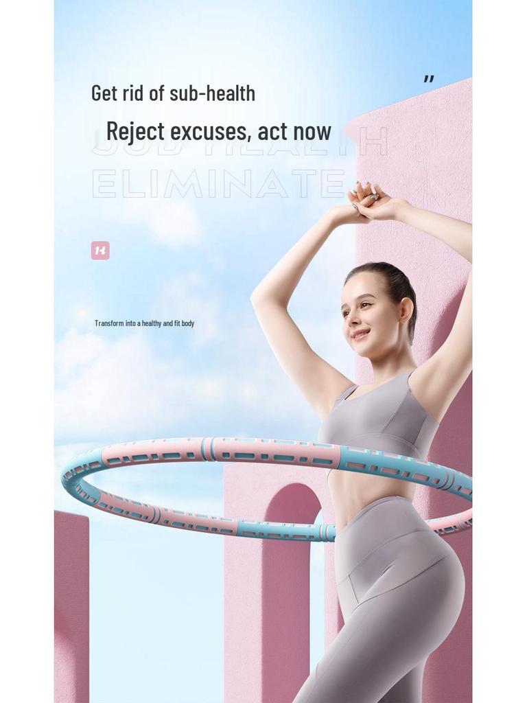 Abnehmbarer Edelstahl-Hula-Hoop mit Gewicht zum Abnehmen des Bauches und zur Taillenformung - Fitnessgerät im TikTok-Stil für Erwachsene, 6 Abschnitte