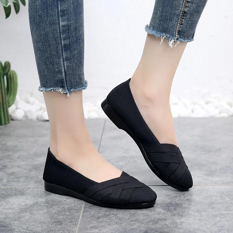 Old Beijing Cloth Shoes Women's Single Shoes Black Casual Shoes Non-slip Breathable Work Shoes Flat Shoes