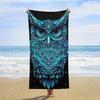 Beach Towel Gorgeous Blue Owl Pattern Sun Protection Windproof Suitable for Swimming Pool Camping Travel Blanket
