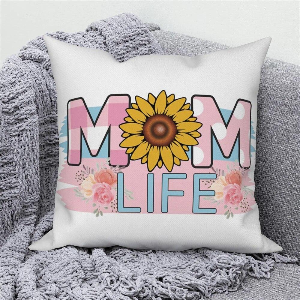 Flower Alphabet Pillowcase Cushion Cover Mother's Day  Car Sofa Home Decor Mom Gift