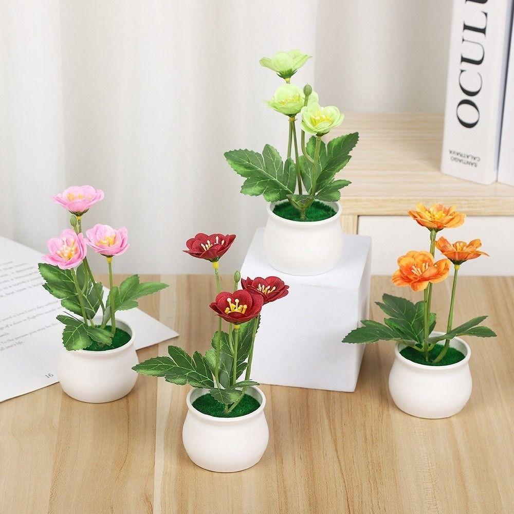 Fleur Artificielle Plante Fleur de Prunier Présentoir de Comptoir Plante Artificielle Fleur en Pot Décoration de Maison
