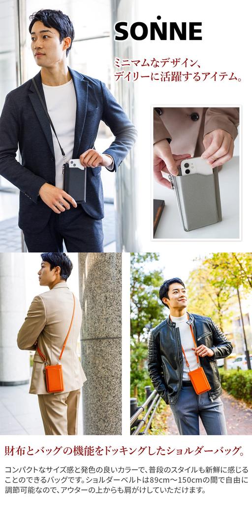 SONNE Smartphone Shoulder Men's Bag, Navy, SO-SOX017-NV