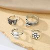 Vintage Schmetterling Blume Schlange Ring Rund Quadratisch Elegant Schmuck Exquisit Geschnitztes Ring-Set